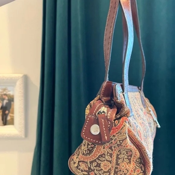 Vintage Fossil Brown Shoulder Bag Tapestry Design - Picture 4 of 8